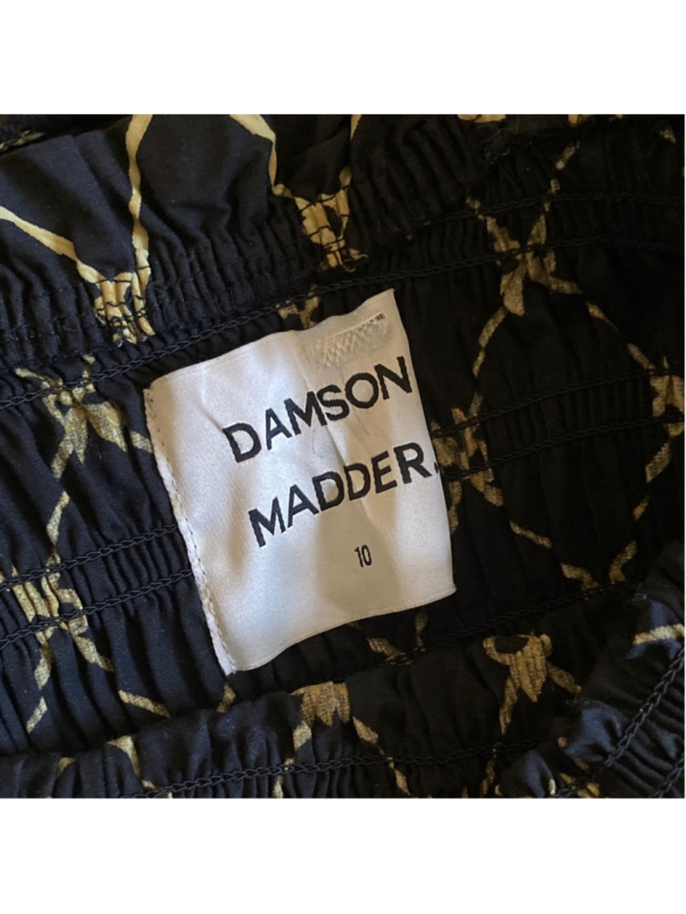 Damson Madder Tish Midi Black & Gold Patterned Midi Dress Size 6 UK 10 - Picture 5 of 8